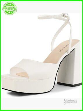 Chunky Platform Heels Open Toe Pumps Ankle Strap Wedding Party Shoes
